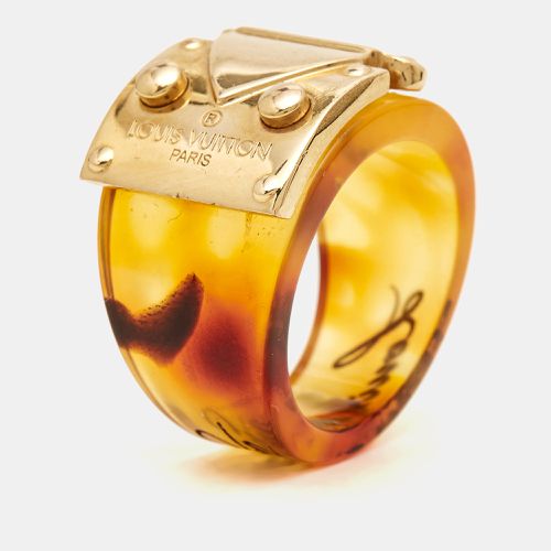 Louis Vuitton Lock Me Tortoise Brown Resin Ring Size 56 - Louis Vuitton - Modalova