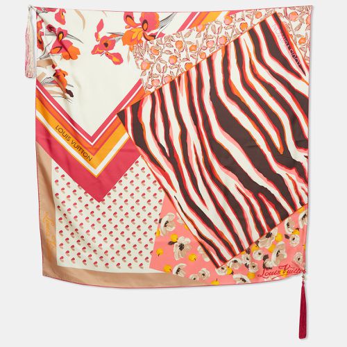 Louis Vuitton Limited Edition Pink Printed Tassel Silk Scarf - Louis Vuitton - Modalova