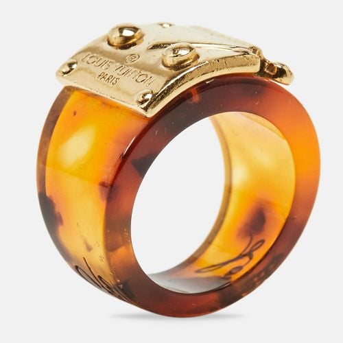 Louis Vuitton Resin Lock It Gold Tone Ring Size 54 - Louis Vuitton - Modalova