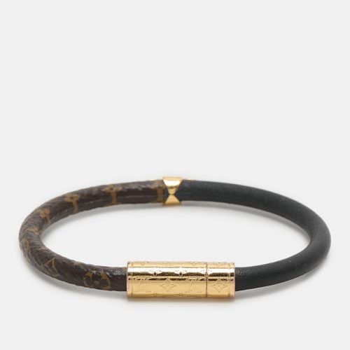 Louis Vuitton Black Monogram Canvas and Leather Daily Confidential Gold Tone Wrap Bracelet - Louis Vuitton - Modalova