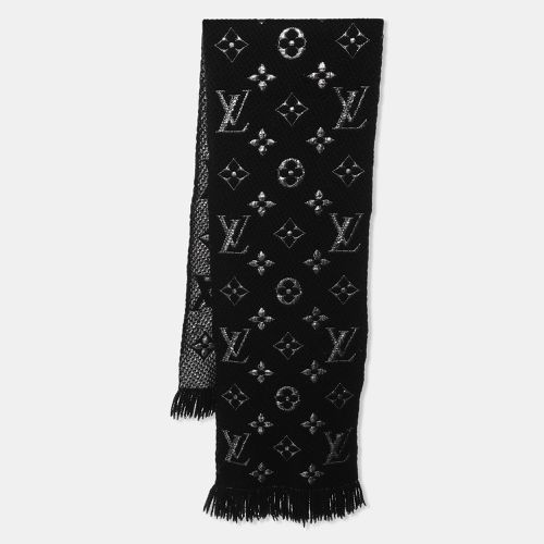 Louis Vuitton Black/Silver Wool Silk Logomania Shine Scarf - Louis Vuitton - Modalova