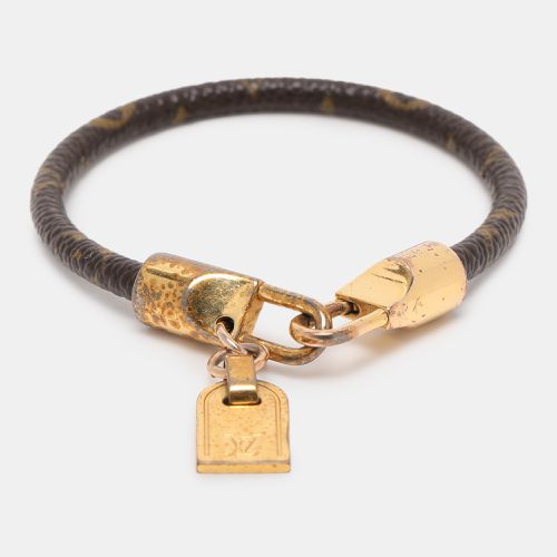 Louis Vuitton Monogram Leather Luck It Gold Tone Bracelet - Louis Vuitton - Modalova