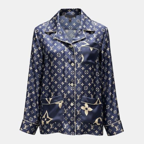 Monogram FR 34 Navy Silk Blouse - Louis Vuitton - Modalova