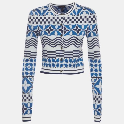 Blue Tile Monogram Knit Button Front Cardigan S - Louis Vuitton - Modalova