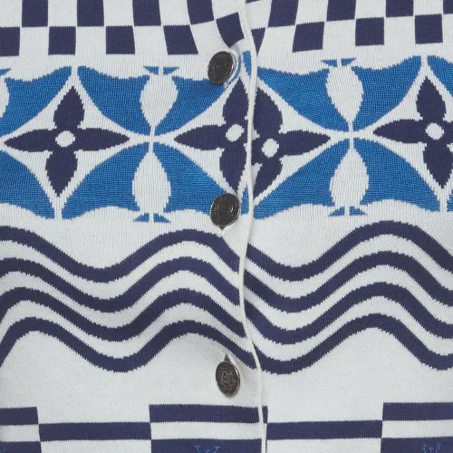 Blue Tile Monogram Knit Button Front Cardigan S - Louis Vuitton - Modalova
