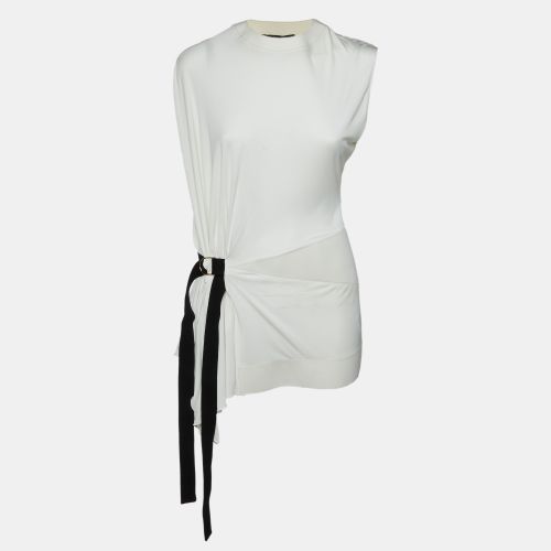White Jersey Asymmetric Draped Top M - Louis Vuitton - Modalova