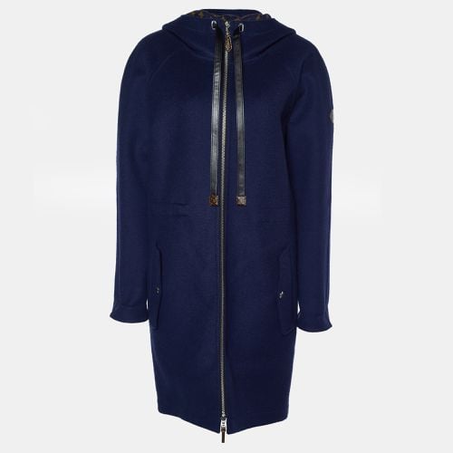 Louis Vuitton Navy Blue Monogram Wool Zip-Up Hooded Coat S - Louis Vuitton - Modalova