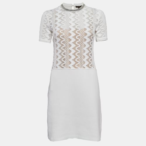 Louis Vuitton White Lace and Knit Trim Neck Mini Dress S - Louis Vuitton - Modalova