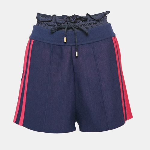 Louis Vuitton Blue Contrast Side Knit Ruffled Waist Shorts M - Louis Vuitton - Modalova