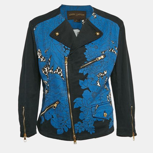 Floral & Leopard Print Denim Zip Up Jacket L - Louis Vuitton - Modalova