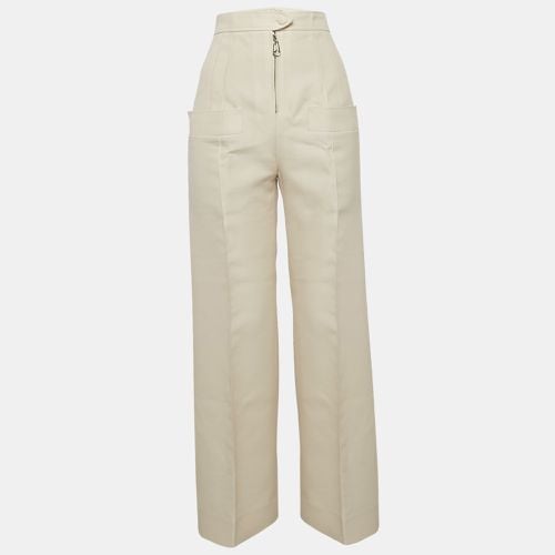 Louis Vuitton Cream Wool Blend Straight Leg Trousers S - Louis Vuitton - Modalova