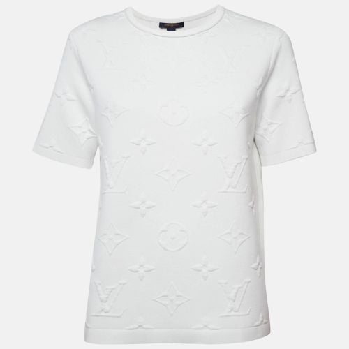 Louis Vuitton White Monogram Cotton Knit Crew Neck T-Shirt S - Louis Vuitton - Modalova