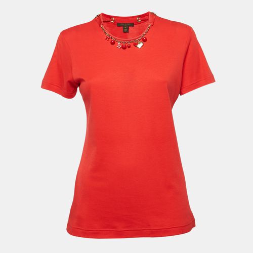 Louis Vuitton Red Charm Detail Neck Jersey T-Shirt XL - Louis Vuitton - Modalova