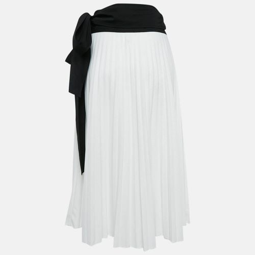 Louis Vuitton Black/White Bow Detail Cotton Pique Pleated Wrap Skirt M - Louis Vuitton - Modalova