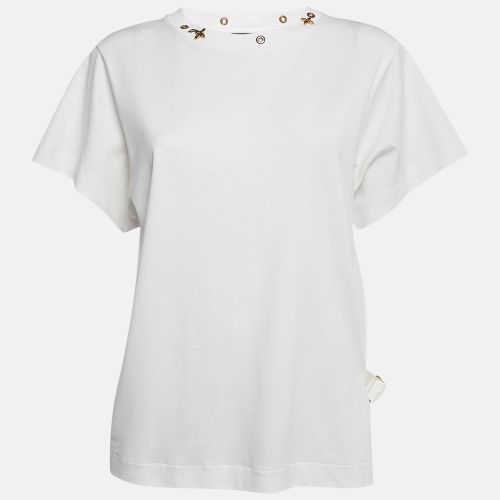 Louis Vuitton White Cotton Knit Neck Detail Top L - Louis Vuitton - Modalova