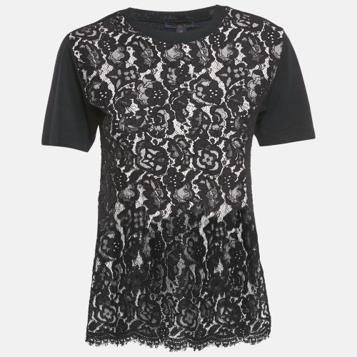 Louis Vuitton Black Cotton Lace Overlay Crew Neck T-Shirt XS - Louis Vuitton - Modalova