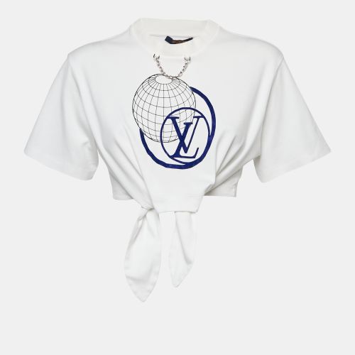 Louis Vuitton White LV Print Jersey Tie-Up Crop Top S - Louis Vuitton - Modalova