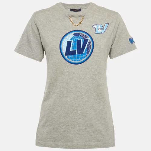 Louis Vuitton Grey Printed Jersey Crew Neck T-Shirt XS - Louis Vuitton - Modalova