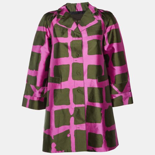Olive Green Printed Silk Button Front Coat S - Louis Vuitton - Modalova