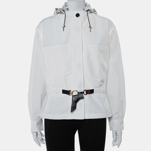 Louis Vuitton White Synthetic Logo Printed Hood Detail Belted Parka Jacket M - Louis Vuitton - Modalova