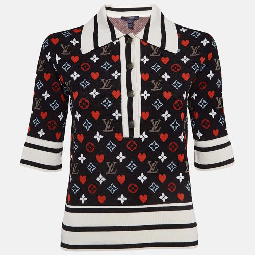 Louis Vuitton Black/Multicolor Logo Intarsia Knit Polo T-Shirt S - Louis Vuitton - Modalova