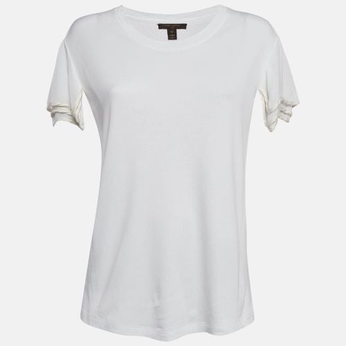 Louis Vuitton White Crepe Sleeve Trim Jersey T-Shirt L - Louis Vuitton - Modalova