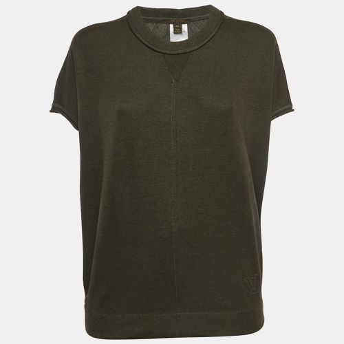 Louis Vuitton Military Green Logo Embossed Cashmere & Silk Knit Top XS - Louis Vuitton - Modalova