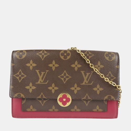 Louis Vuitton Red/Brown Monogram Canvas and Leather Flore Wallet on Chain - Louis Vuitton - Modalova