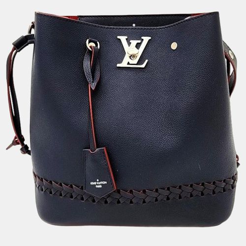 Louis Vuitton Navy Blue Leather Lock Me Bucket Bag - Louis Vuitton - Modalova