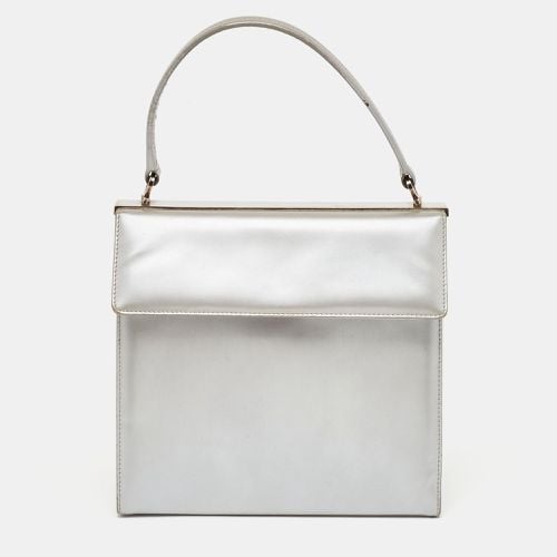 Salvatore Ferragamo Silver Leather Metal Frame Top Handle Bag - Salvatore Ferragamo - Modalova