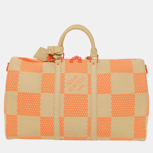 Louis Vuitton Orange Damier Woven Raffia Bandouliere Keepall 50 Duffel Bags - Louis Vuitton - Modalova