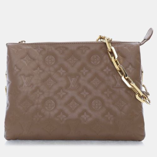 Louis Vuitton Brown Lambskin Leather Monogram Embossed Coussin PM Chain Shoulder Bag - Louis Vuitton - Modalova