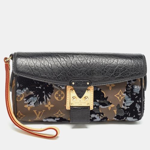 Louis Vuitton Black/Monogram Canvas and Leather Limited Edition Fleur de Jais Manege Clutch - Louis Vuitton - Modalova