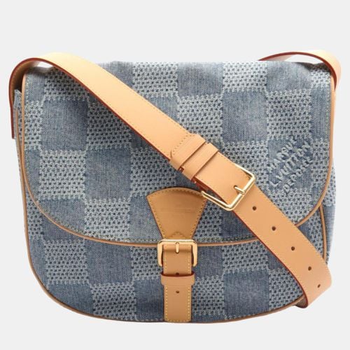 Louis Vuitton Leather Blue Brown Montsouris Mm Damier Denim Shoulder Bag - Louis Vuitton - Modalova