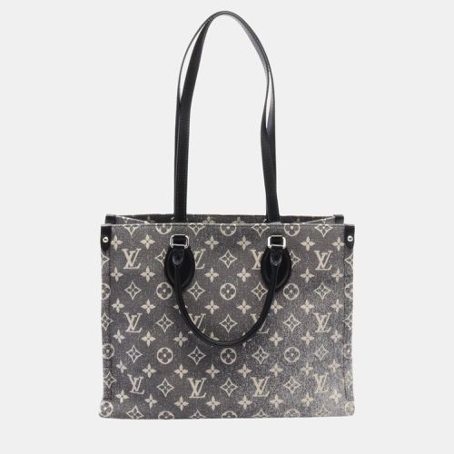 On The Go Mm Denim Leather Monogram White Tote Bag - Louis Vuitton - Modalova