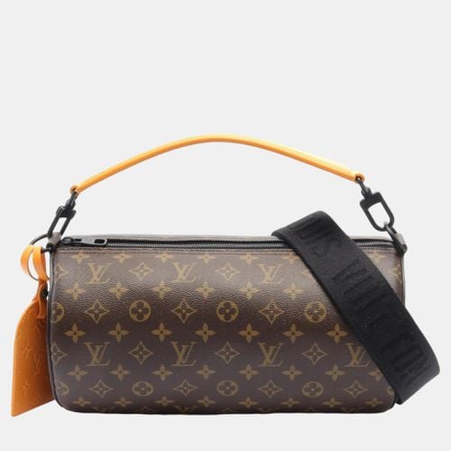 Louis Vuitton Soft Polochon Mm Coated Canvas Leather Monogram Macassar Brown Orange Handbag - Louis Vuitton - Modalova