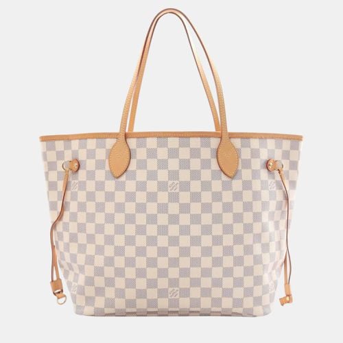 Louis Vuitton Coated Canvas Leather White Neverfull Mm Damier Azur Tote Bag - Louis Vuitton - Modalova