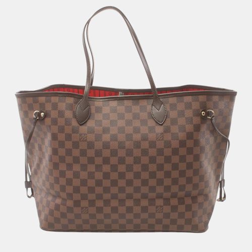 Coated Canvas Leather Neverfull Gm Damier Ebene Tote Bag - Louis Vuitton - Modalova