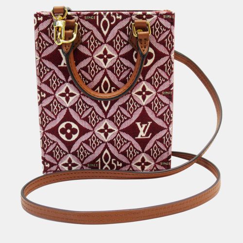 Monogram Jacquard Petite Sac Plat Canvas Leather Burgundy Gold Handbag - Louis Vuitton - Modalova