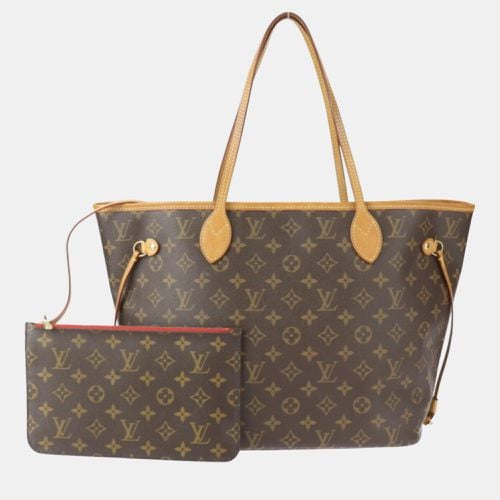 Louis Vuitton Monogram Canvas Leather Brown Red Neverfull MM Tote Bag - Louis Vuitton - Modalova