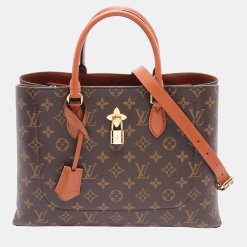 Louis Vuitton Coated Canvas Leather Brown Flower Tote Bag - Louis Vuitton - Modalova