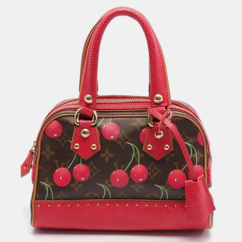 Louis Vuitton Coated Canvas Leather Brown Red Multicolor Sac Neo Deauville Monogram Cherry Handbag - Louis Vuitton - Modalova