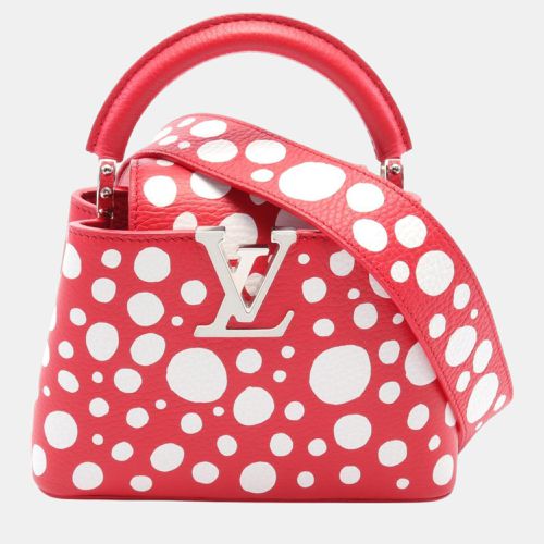 Louis Vuitton Red White Taurillon Leather Capucines Mini Infinity Dot Handbag - Louis Vuitton - Modalova