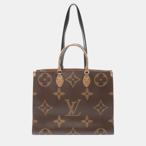 Louis Vuitton Brown Coated Canvas Leather On The Go Gm Monogram Giant Reverse Shoulder Bag - Louis Vuitton - Modalova