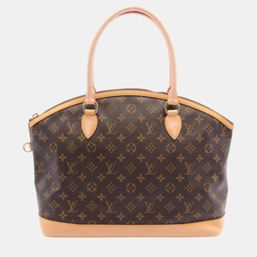 Louis Vuitton Coated Canvas Leather Brown Lockit Horizontal Monogram Tote Bag - Louis Vuitton - Modalova