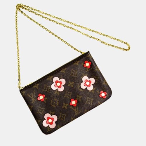 Louis Vuitton Canvas Brown Pink Red Gold Monogram Pochette Double Zip Shoulder Bag - Louis Vuitton - Modalova