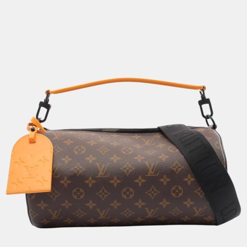 Louis Vuitton Brown Orange Coated Canvas Leather Monogram Macassar Soft Polochon Mm Handbag - Louis Vuitton - Modalova