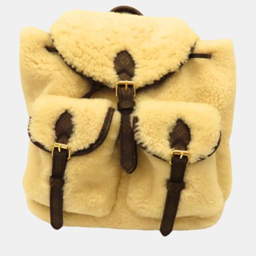 Louis Vuitton Beige Natural Material Shearling Backpack - Louis Vuitton - Modalova