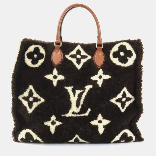 Louis Vuitton Brown X Beige Monogram Teddy On The Go Gm Shearling Handbag - Louis Vuitton - Modalova