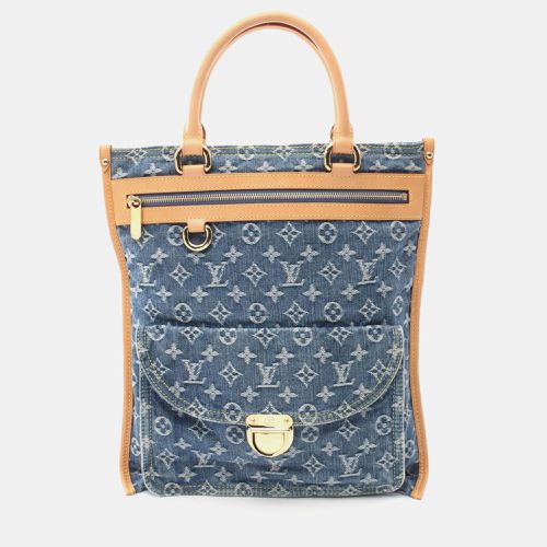 Louis Vuitton Leather Blue Flat Shopper Monogram Denim Tote Bag - Louis Vuitton - Modalova